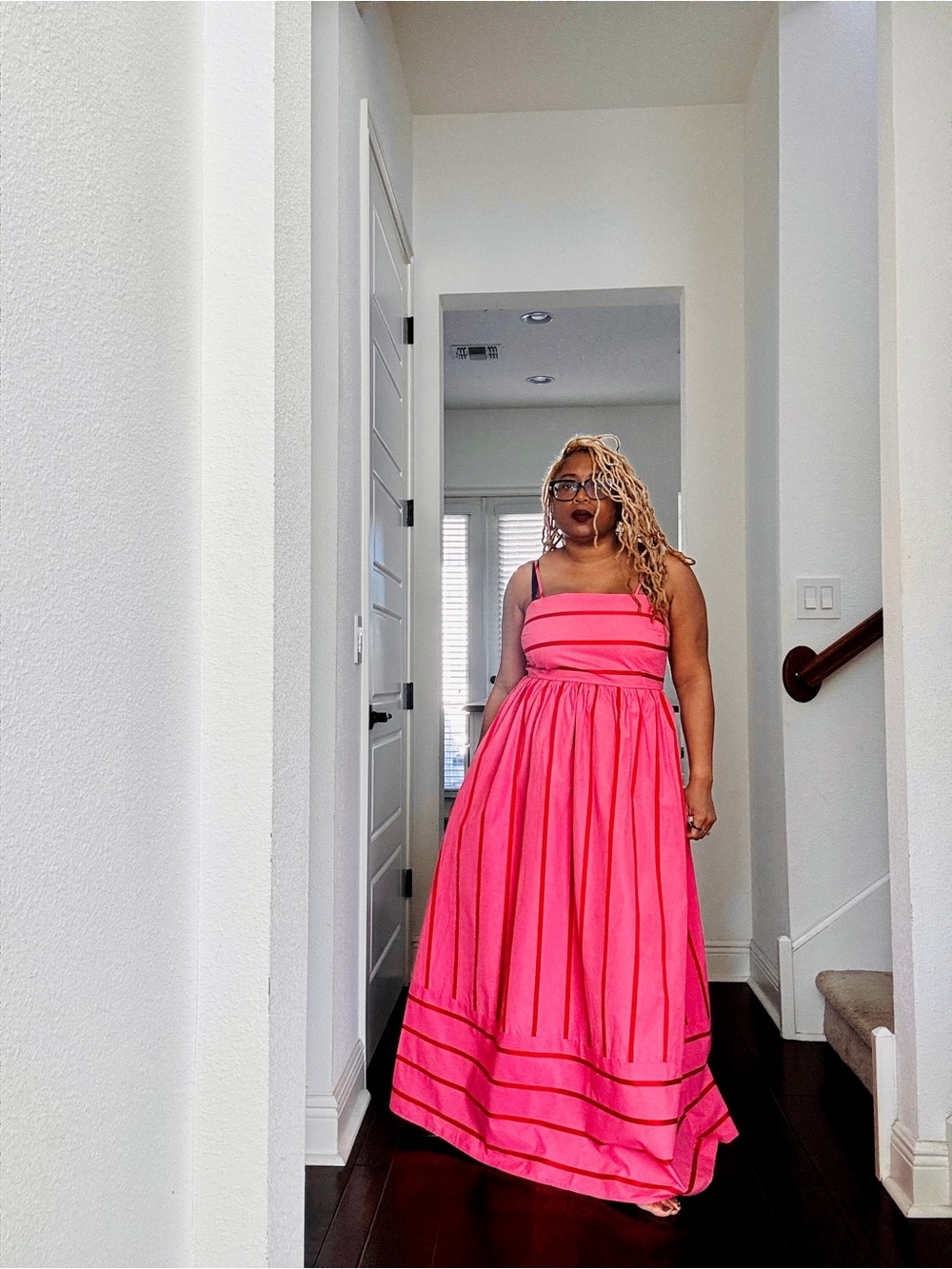 Bright Pink Strapless Maxi Dress